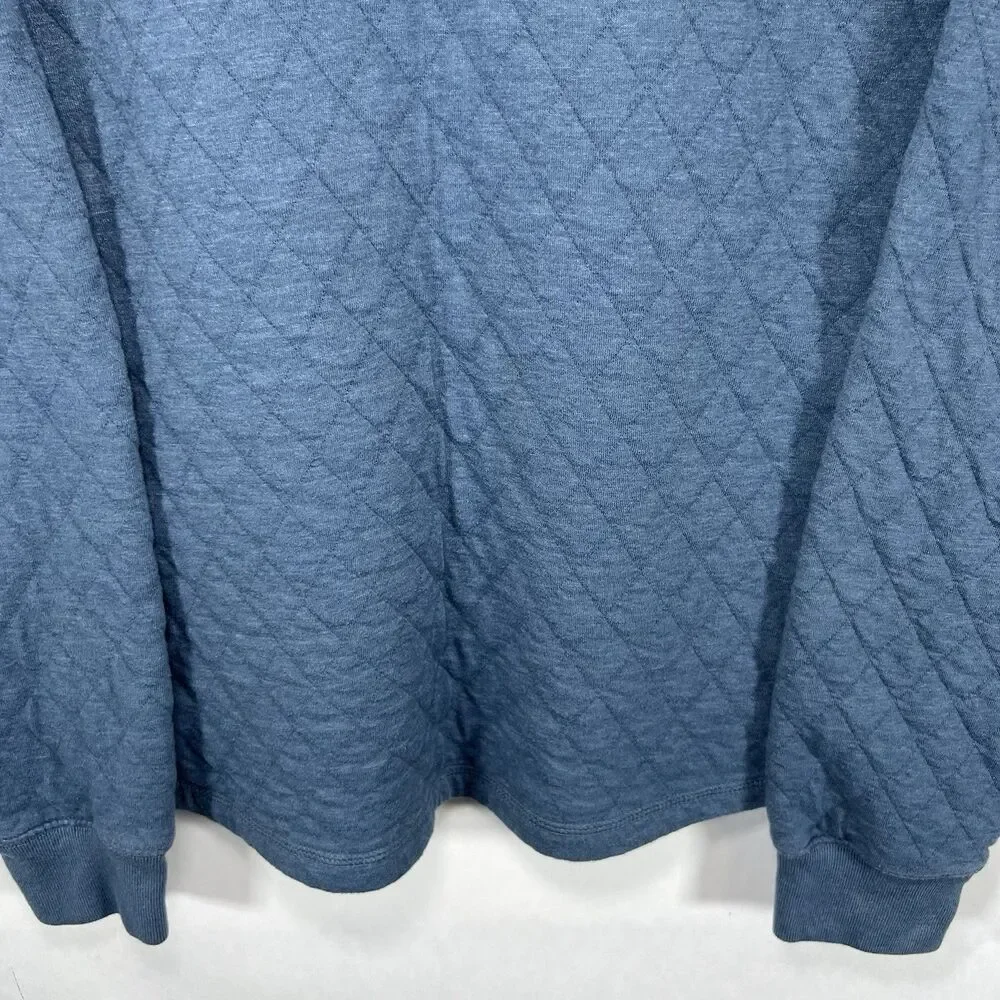 J.Crew Quilted 1/4 Zip Pullover Sweater Mens Size Medium Blue Zipper Pockets